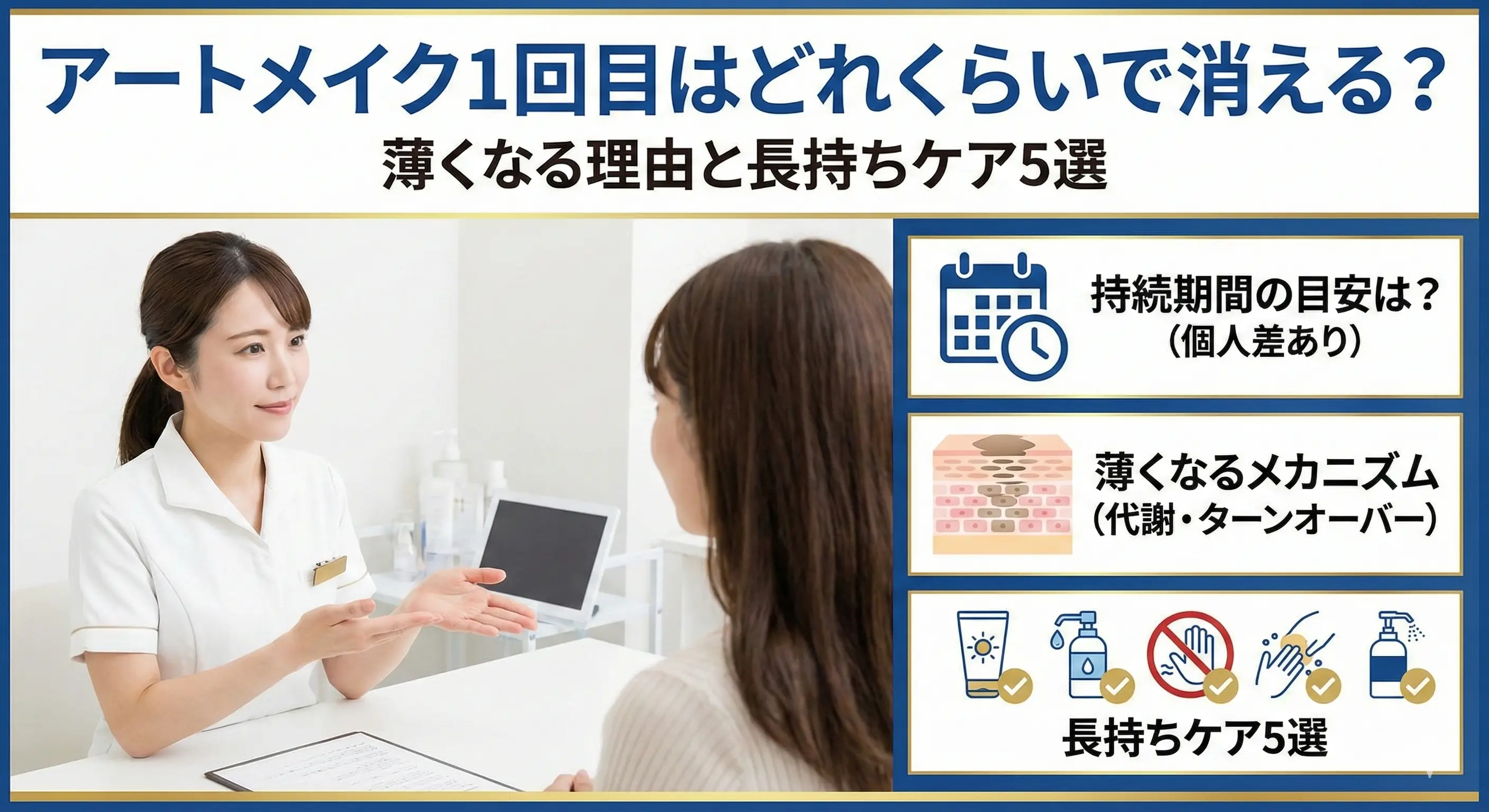 【医療監修】アートメイク1回目はどれくらいで消える？薄くなる理由と長持ちケア5選
